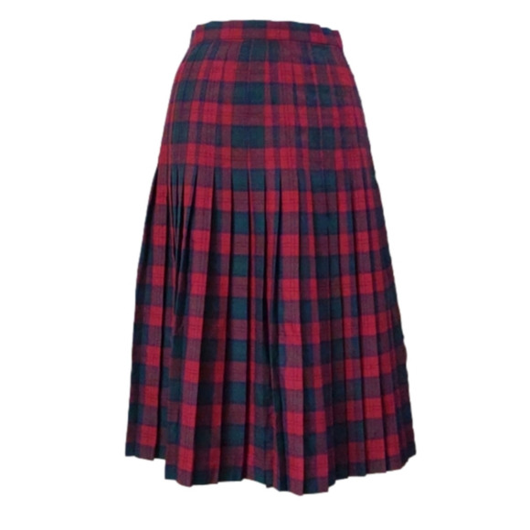 Vintage Dresses & Skirts - VINTAGE 𝅺Tartan Plaid Wool Pleated Skirt Made in Scotland